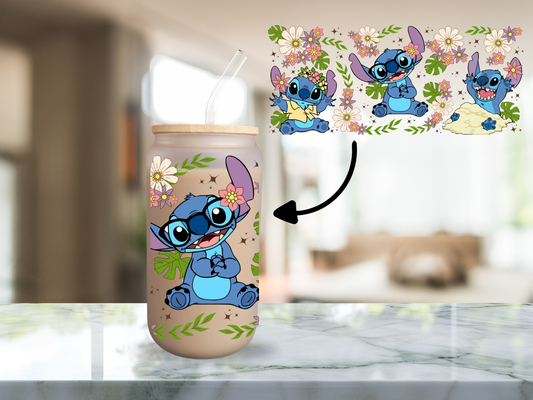 vaso de cristal de stitch