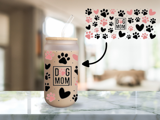 vaso de cristal dog mom