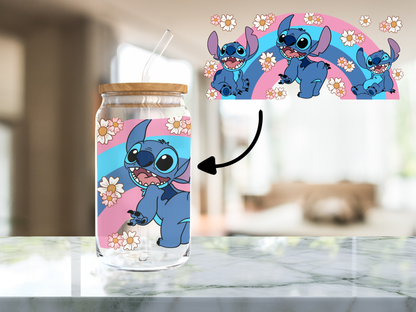 vaso de stitch arcoiris